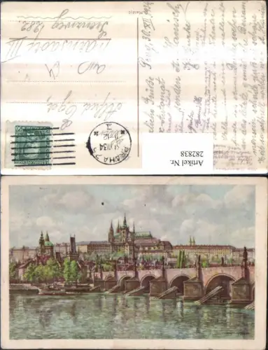 282838,Künstler AK Prag Praha Hradcany Hradschin Burg Brücke