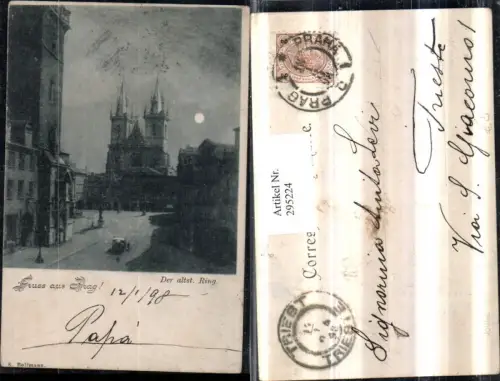 295224,Gruß aus Prag Praha Der altstädtische Ring Kirche Mondschein