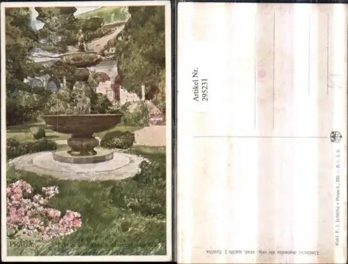 295231,Künstler AK J. Spacila Prag Praha Zpivajici fontana v zamecke zahrade Brunnen