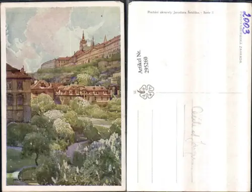 295260,Künstler AK Jaroslav Setelik Prag Praha Fürstenbergska Zahrada Hradschin