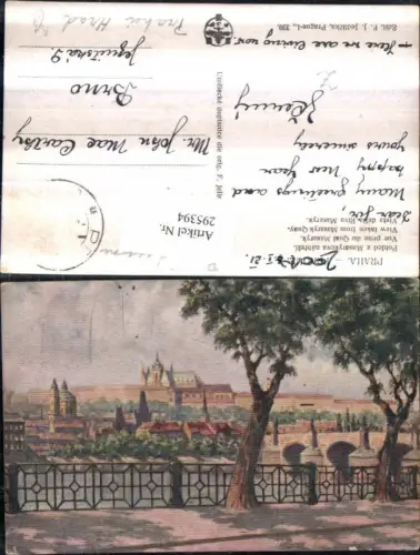 295394,Künstler AK F. Jelinka Prag Praha Pohled z Masarykova nabrezi Brücke Hradschin