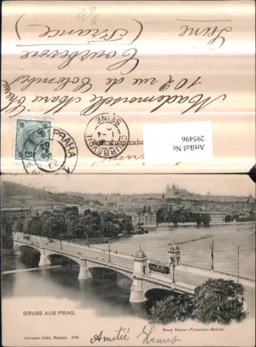 295496,Gruß aus Prag Praha Kaiser-Franzens-Brücke m. Blick zum Hradschin
