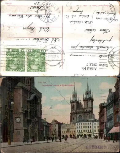 295517,Prag Praha Staromestska radnice a Tynsky chram Astronomische Uhr Kirche Straßenansicht