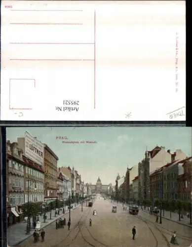 295521,Prag Praha Wenzelsplatz m. Museum Straßenansicht Geschäfte