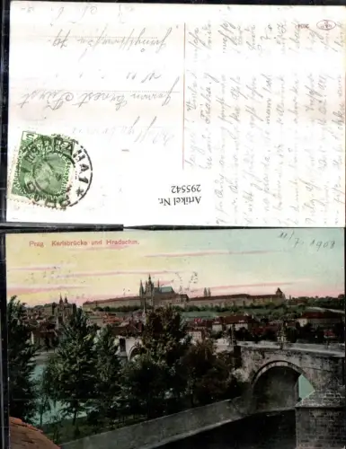 295542,Prag Praha Teilansicht Karlsbrücke Brücke u. Hradschin
