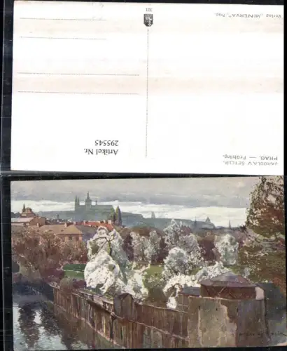 295545,Künstler AK Jaroslav Setelik Prag Praha Frühling Teilansicht m. Hradschin
