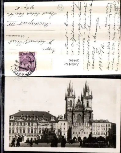 295592,Prag Praha Tynsky chram a Husuv Pomnik Tein-Kirche m. Hus-Denkmal