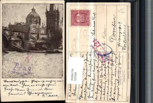 325349,Künstler AK Prag Praha Krasna Karluv most z Kampy Brücke Turm Kuppel