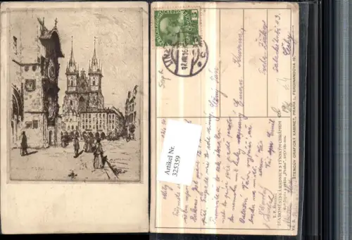 325359,Künstler AK T. F. Simon Prag Praha Staromestska radnice Astronomische Uhr Kirche