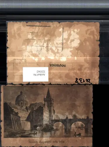 325362,Künstler AK Prag Praha Klaster Krizovniku roku Brücke Turm Kuppel 1854
