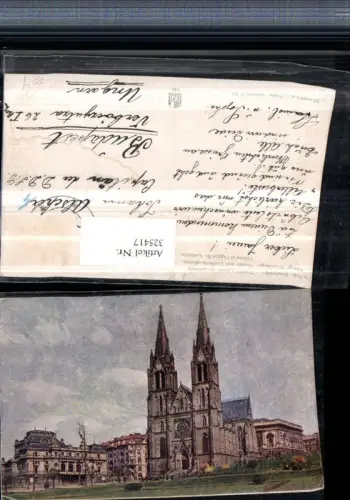 325417,Künstler AK Prag Praha Königliche Weinberge Theater u. Ludmilla-Kirche