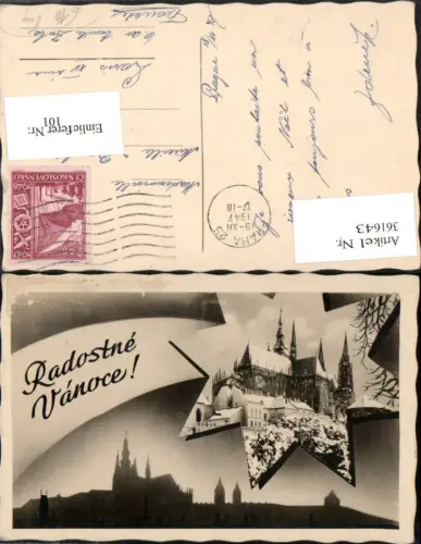 361643,Praha Prag Hradcany Burg Hradschin Kirche Sternschnuppe Mehrbildkarte