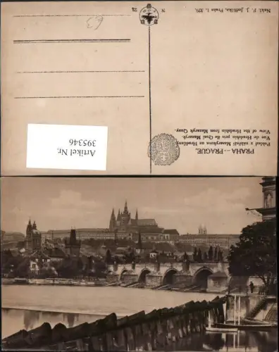 395346,Prag Praha Pohled z nabrezi Masarykova na Hradcany Brücke Burg
