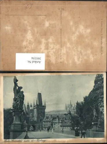 395354,Prag Praha Staromestska mostni vez a Hradcany Brücke Kreuz Turm Burg