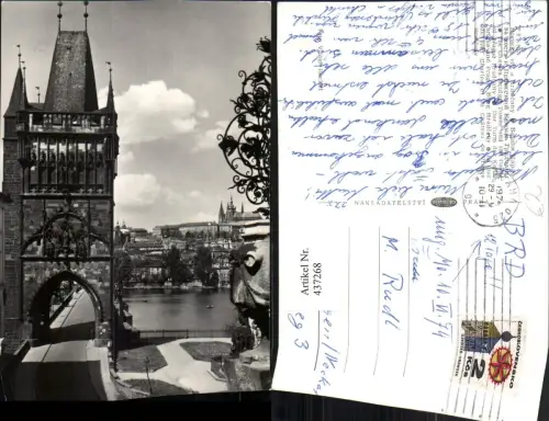 437268,Prag Praha Mostecka vez a Hradcany Brücke Turm m. Burg
