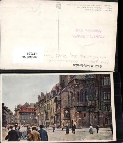 437274,Künstler AK Prag Praha Radnice s orlojem Rathaus m. Uhr Straßenansicht