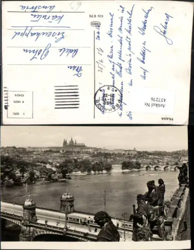 437276,Prag Praha Teilansicht Brücke m. Burg Hradschin