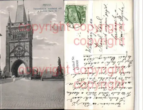 474900,Prag Praha Staromestska mostecka vez Turm Tor Denkmal