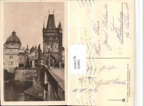 523083,Prag Praha Altstädter Brückenturm m. Kirche