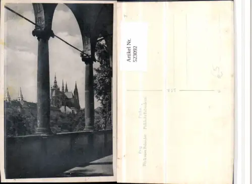 523092,Prag Praha Pohled z Belvederu Blick vom Belveder zur Kirche