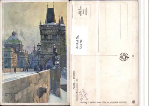 523094,Künstler AK J. Setelik Prag Praha Staromestska mostni vez Brücke