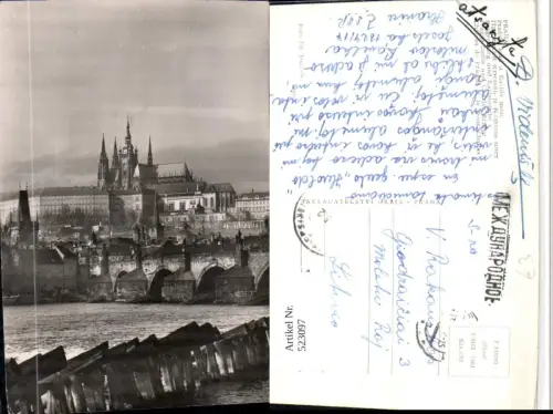 523097,Prag Praha Karlsbrücke Brücke m. Burg Hradschin