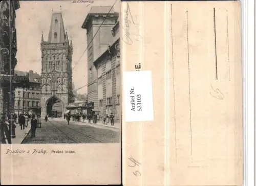 523103,Prag Praha Prasna brana Pulverturm Turm Straßenansicht