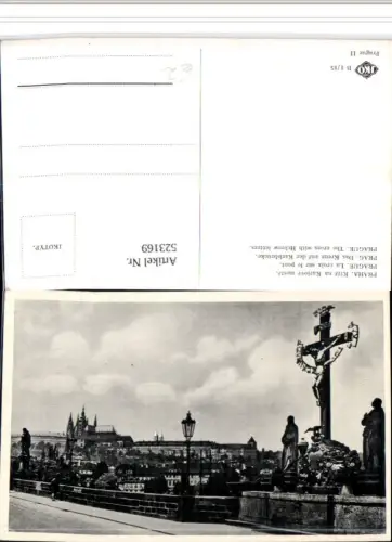 523169,Prag Praha Kriz na Karlove moste Brücke Kreuz m. Burg