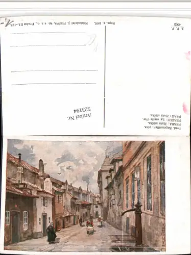 523194,Künstler AK Ferd. Engelmüller Prag Praha Zlata ulicka Gasse Brunnen