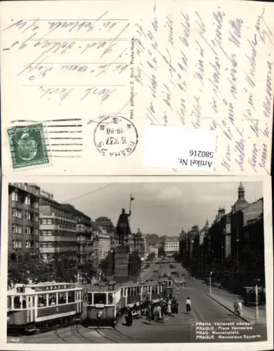 580216,tolle AK Prag Praha Wenzelsplatz Straßenbahn