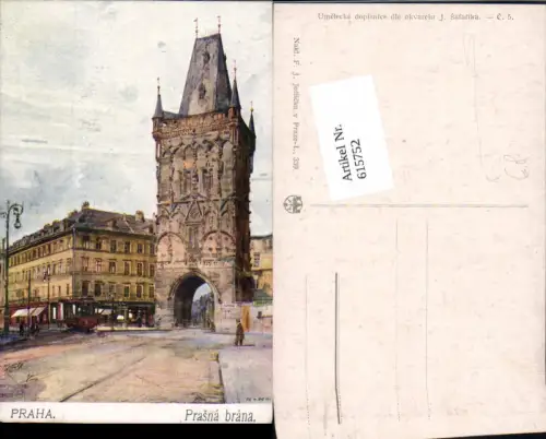 615752,Künstler AK J. Safarika Prag Praha Prasna brana