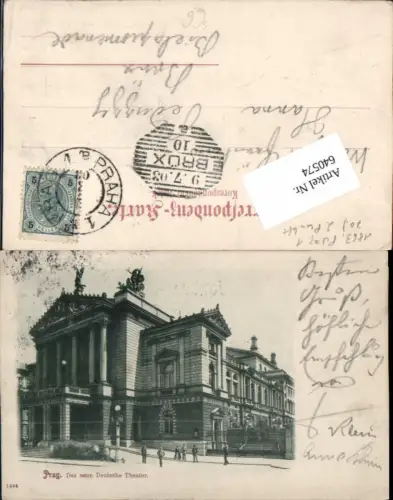 640574,Prag Praha Das neue Deutsche Theater Stempel Brüx