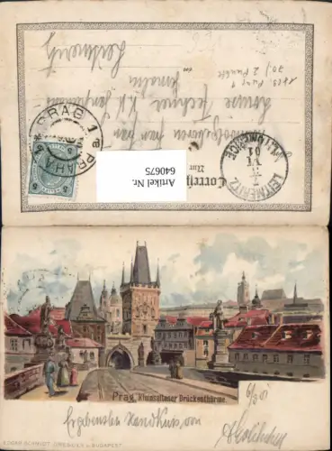 640675,Künstler Litho Prag Praha Kleinseitener Brückenthürme pub Edgar Schmidt
