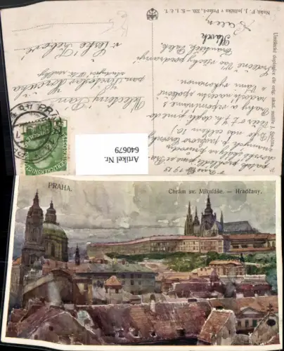 640679,Künstler Ak J. Spacila Prag Praha Chram sv. Mikulase Hradcany