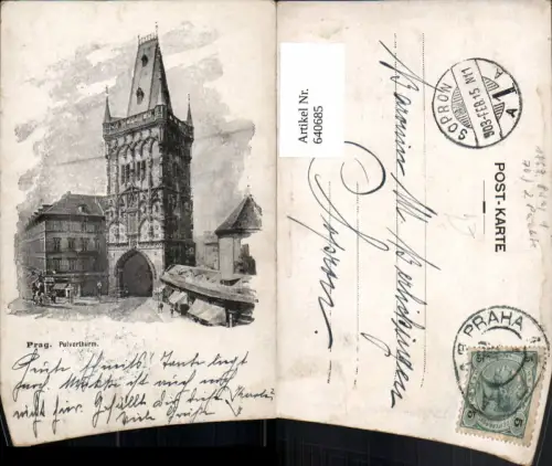 640685,Künstler Ak Prag Praha Pulverthurm Pulverturm Stempel Sopron