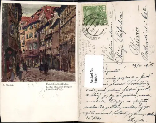 640699,Künstler Ak A. Slavicek Prag Praha Platnersky ulice La Rue Platnerska
