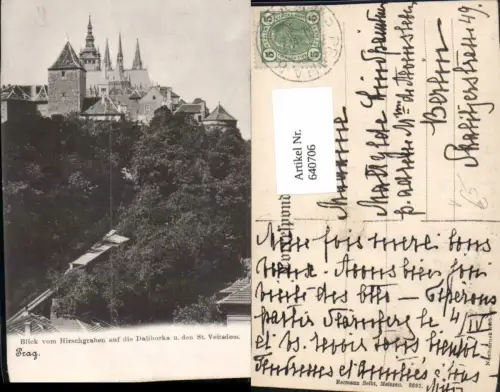 640706,Prag Praha Blick Hirschgraben auf Daliborka u. St Veitsdom pub Hermann Seibt 8692