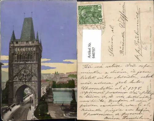 640707,Künstler Ak Prag Praha Staromestska mostni vez