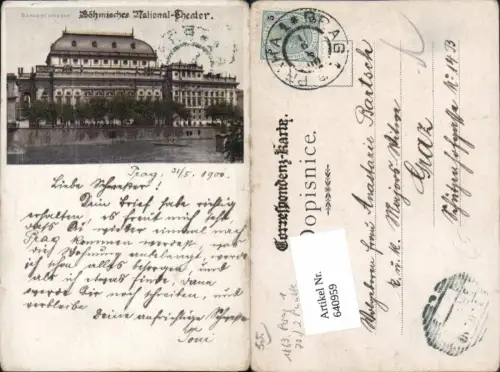 640959,Prag Praha Böhmisches National Theater 1900