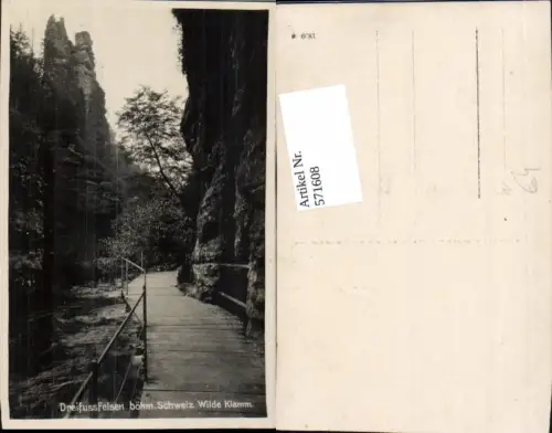 571608,Foto Ak Dreifussfelsen Böhm. Schweiz Wilde Klamm Kamnitzklamm Hrensko