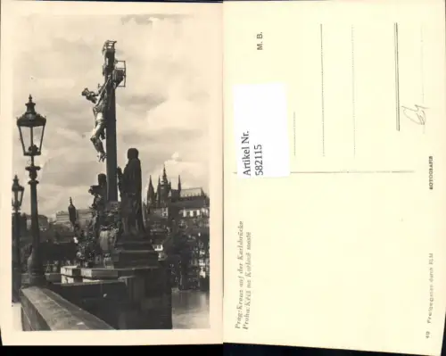 582115,Prag Praha Kreuz auf der Karlsbrücke Kriz na Karlove moste