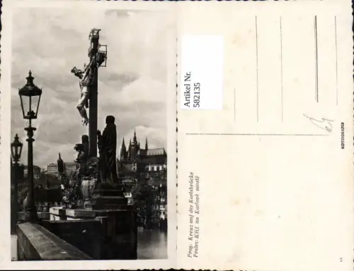 582135,Foto Ak Prag Praha Kreuz a. d. Karlsbrücke Kriz na Karlove moste