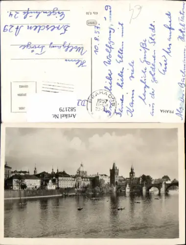 582179,Prag Praha Ansicht m. Karlsbrücke Ruderboote Rudern