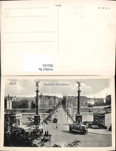 582193,Prag Praha Svatopluk Cech-Brücke Straßenbahn