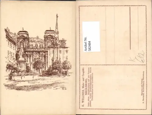 582484,Künstler Ak K. Wellner Nikolsburg Mikulov Czech Republic
