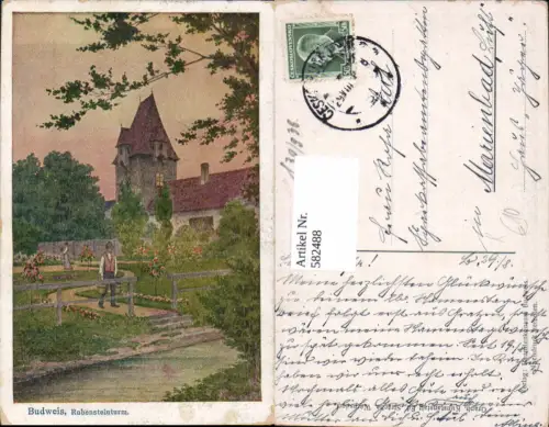 582488,Künstler Ak Budweis Ceske Budejovice Rabensteinturm Czech Republic