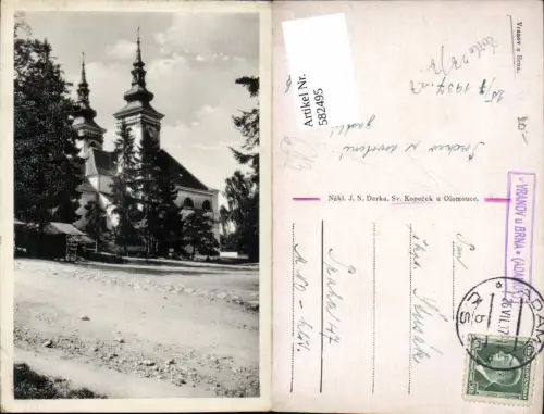 582495,Vranov u Brna Wranau Kirche Czech Republic Stempel Vranov u Brna Adamov