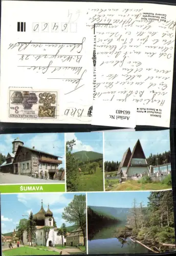 663483,Mehrbild Ak Sumava Chata Pancir Pohled na Spicak Czech Republic