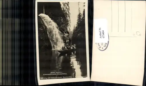 673464,Foto Ak Hrensko Herrnskretschen Edmundsklamm Wasserfall Boot Böhm. Schweiz