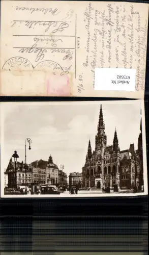 673502,Foto Ak Liberec Reichenberg Ansicht Platz Kirche Rathaus Automobile
